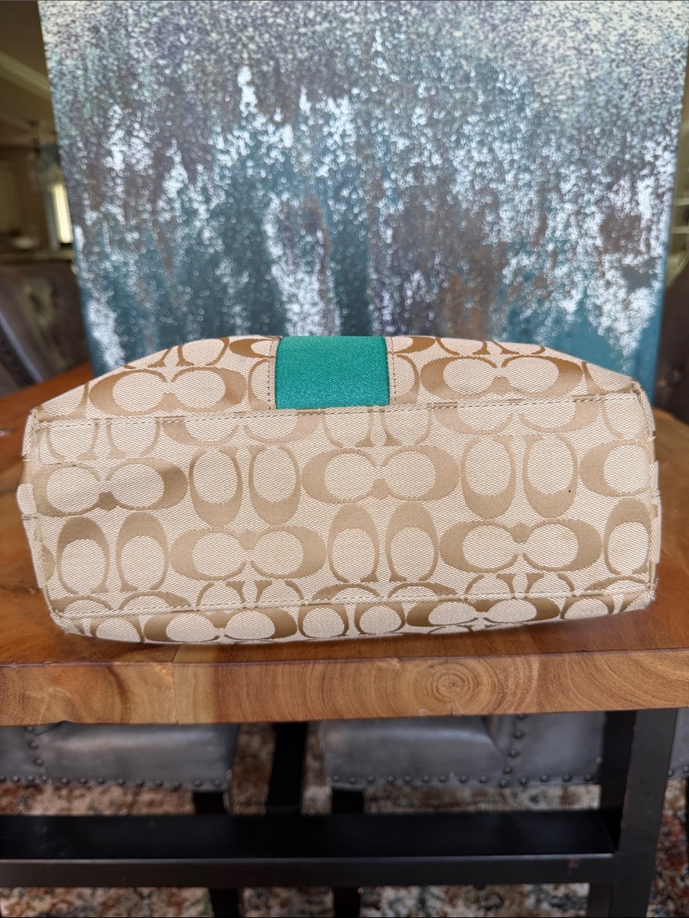 Coach 2013 Classic Jewel Tone Jacquard Monogram Signature Stripe Bag (GUC) - Picture 11 of 17